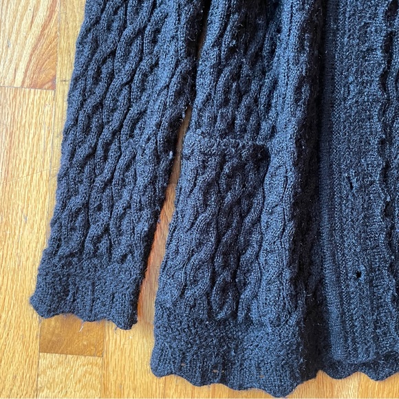 Vintage Black Cable Knit Boyfriend Cardigan Button Up Sweater by KLJ Oswal - Picture 2 of 8